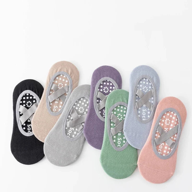 1/ 3 Pair Professional Women's Yoga Socks, Silicone Anti-slip Ballet Pilates Socks, Women's Backless Breathable Bandage Yoga Sport Socks