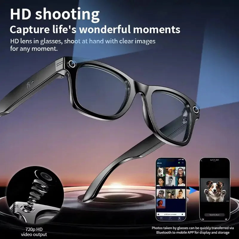 2026 smart glasses bluetooth camera Recording Videos AI Photo Recognition Answer 100+ Languages Translation Music Play Men Women