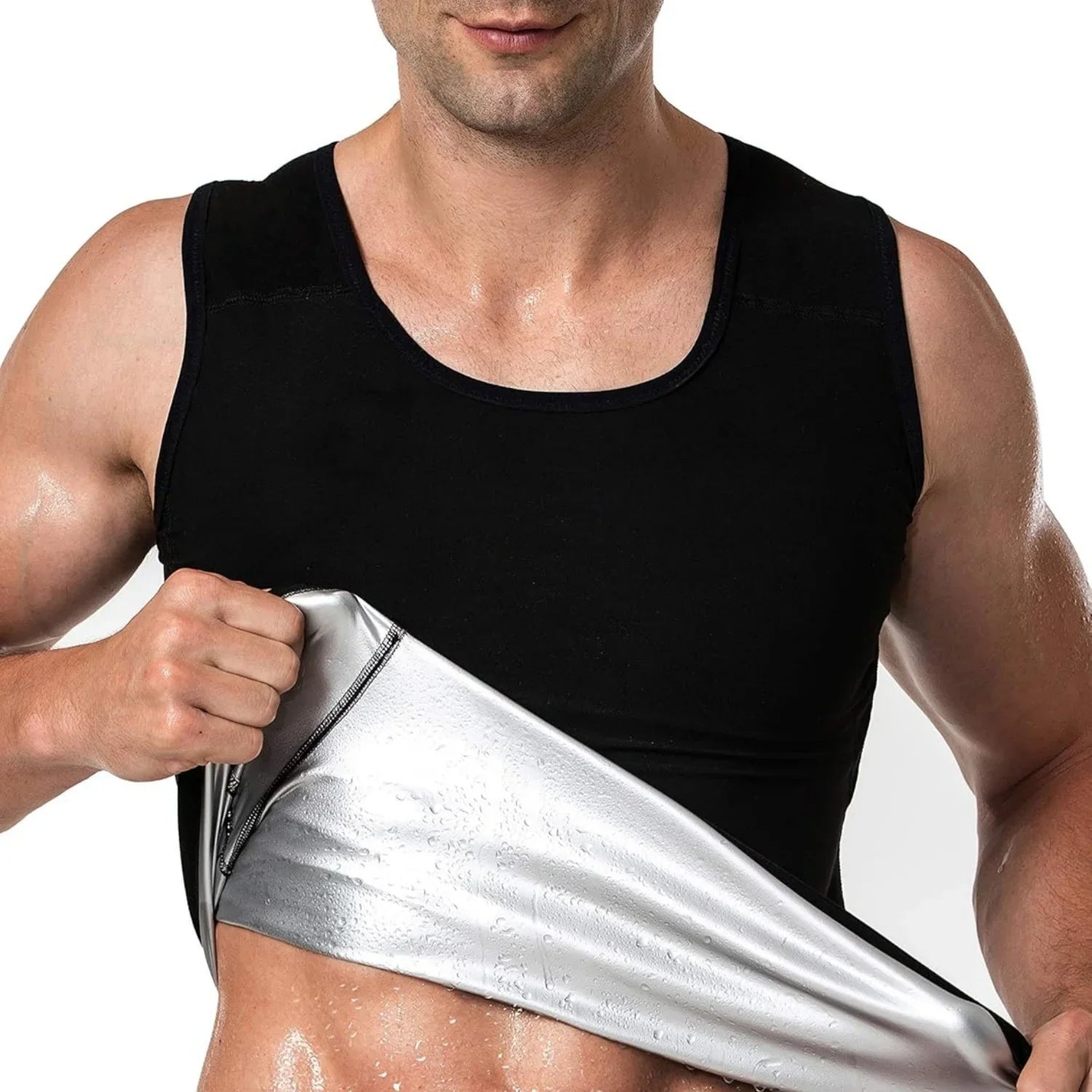 1PC Sauna Shirt for Men, Short Sleeve Sauna Sweat Body Shaper Men's Sauna Vest Gym Exercise Tank Top