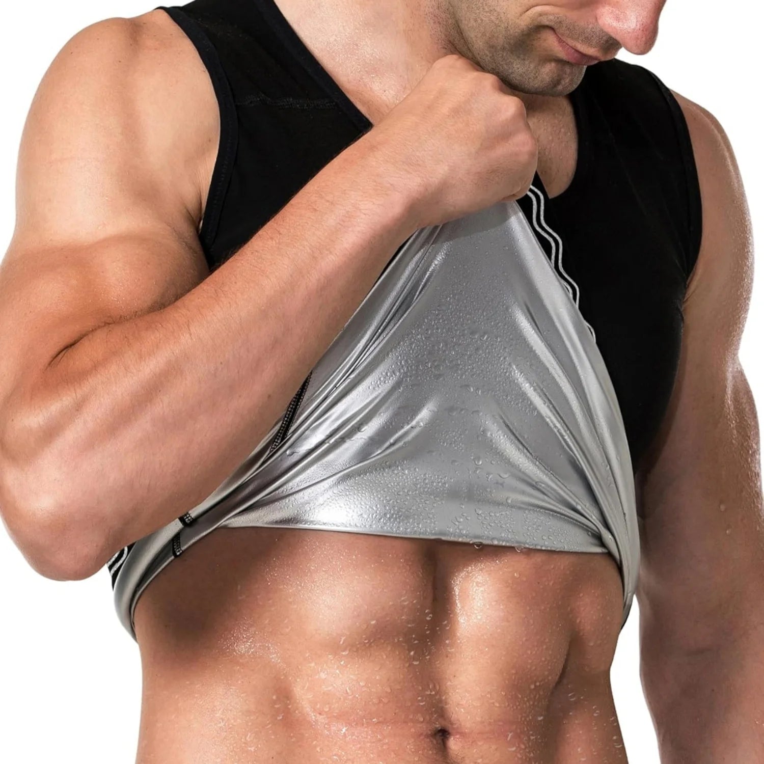 1PC Sauna Shirt for Men, Short Sleeve Sauna Sweat Body Shaper Men's Sauna Vest Gym Exercise Tank Top