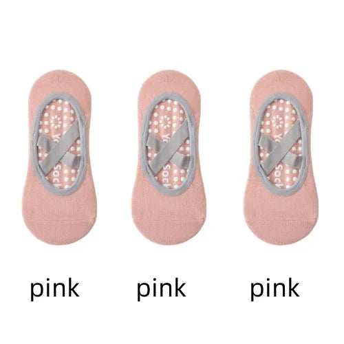 1/ 3 Pair Professional Women's Yoga Socks, Silicone Anti-slip Ballet Pilates Socks, Women's Backless Breathable Bandage Yoga Sport Socks