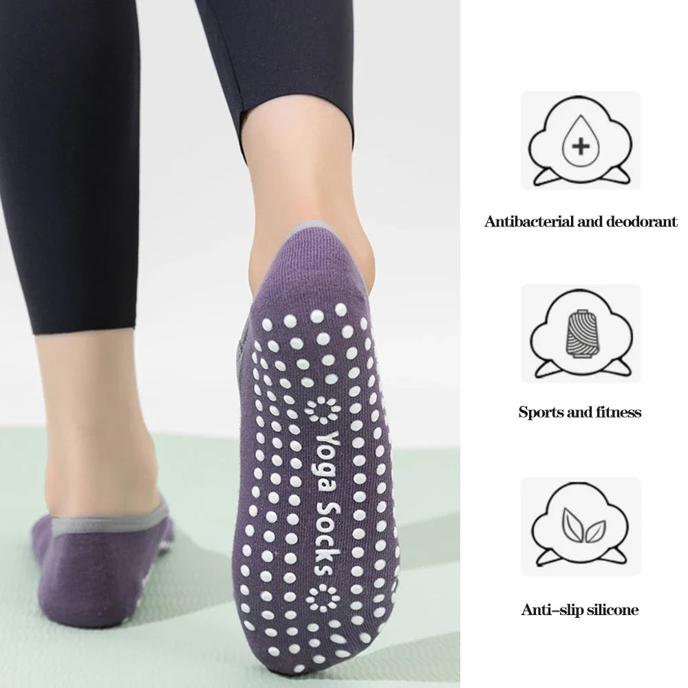 1/ 3 Pair Professional Women's Yoga Socks, Silicone Anti-slip Ballet Pilates Socks, Women's Backless Breathable Bandage Yoga Sport Socks