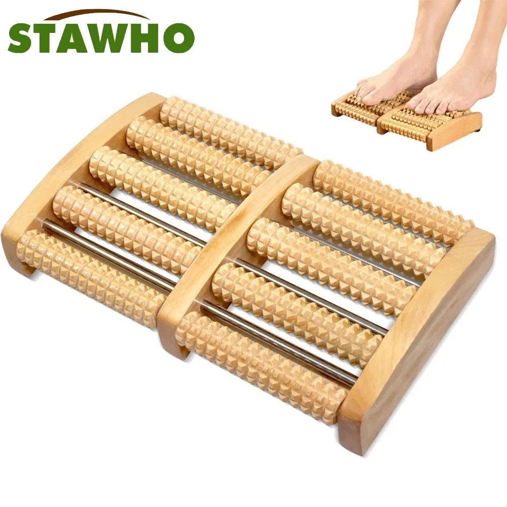 Wooden Foot Massage Roller Relieves Fatigue, Foot Pain and Plantar Fasciitis, Plantar Muscle Relaxation Tool, Releases Lymph