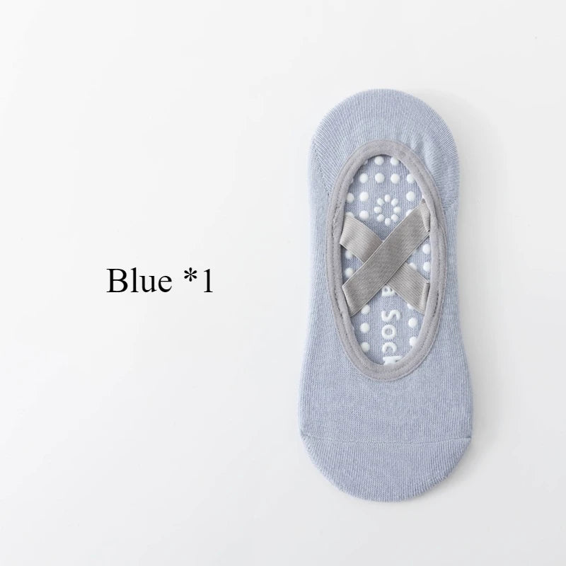 1/ 3 Pair Professional Women's Yoga Socks, Silicone Anti-slip Ballet Pilates Socks, Women's Backless Breathable Bandage Yoga Sport Socks