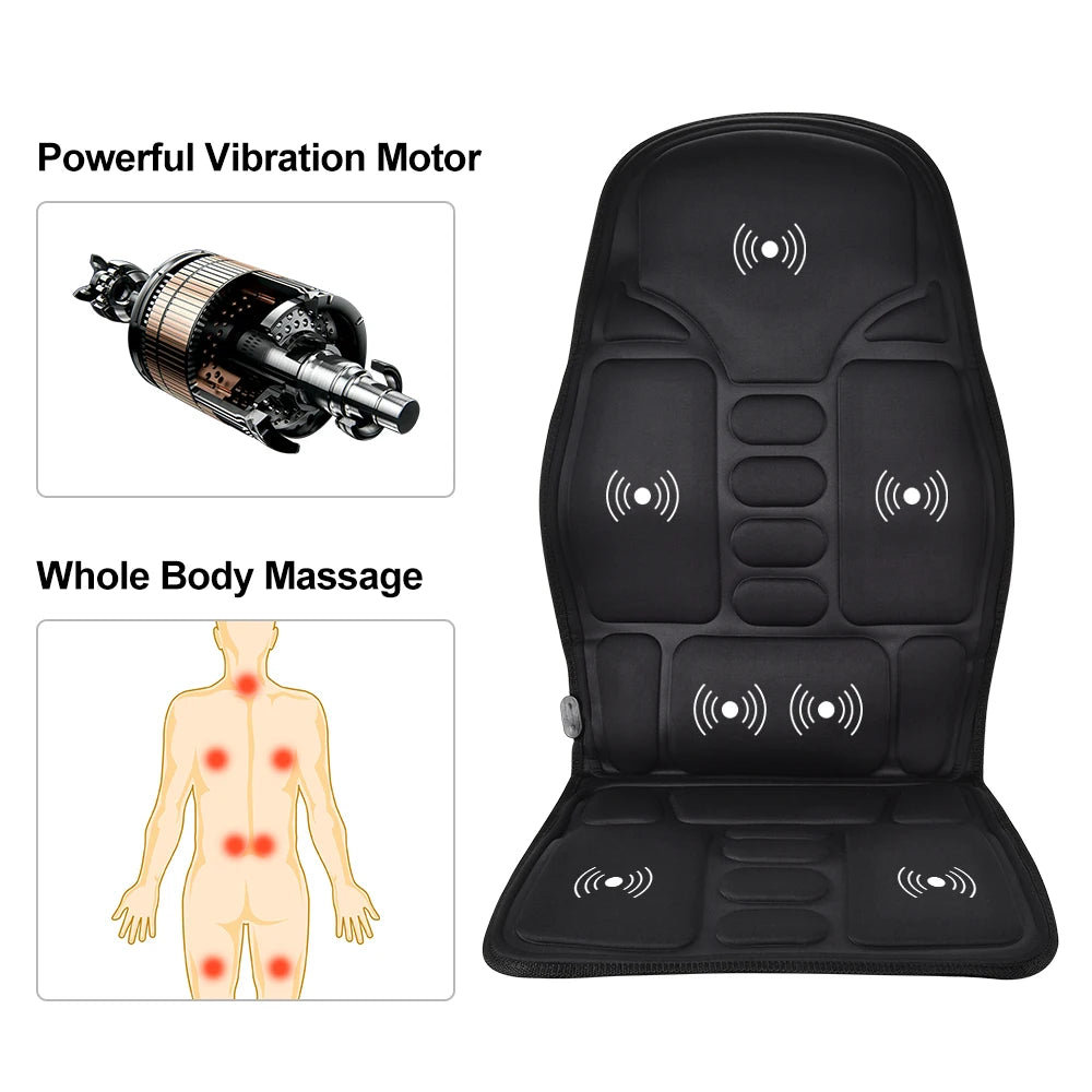 Massager Chair Pad Electric Heating Vibrating Cervical Neck Back Body Cushion Massager for Car Home Lumbar Mattress