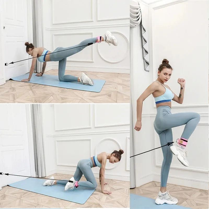Resistance Band Set Workout Exercise Equipment Ankle Straps Fitness Yoga Elastic Fitness Bands for Home Gym Men and Women Sports