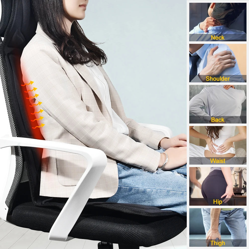 Massager Chair Pad Electric Heating Vibrating Cervical Neck Back Body Cushion Massager for Car Home Lumbar Mattress