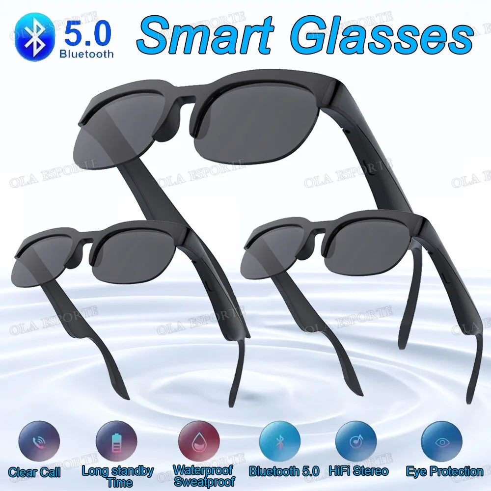 New Camera Control Smart Glasses 2025 Music Sunglasses Headphones Wireless Bluetooth Call Headset HIFI Audio glasses For Android