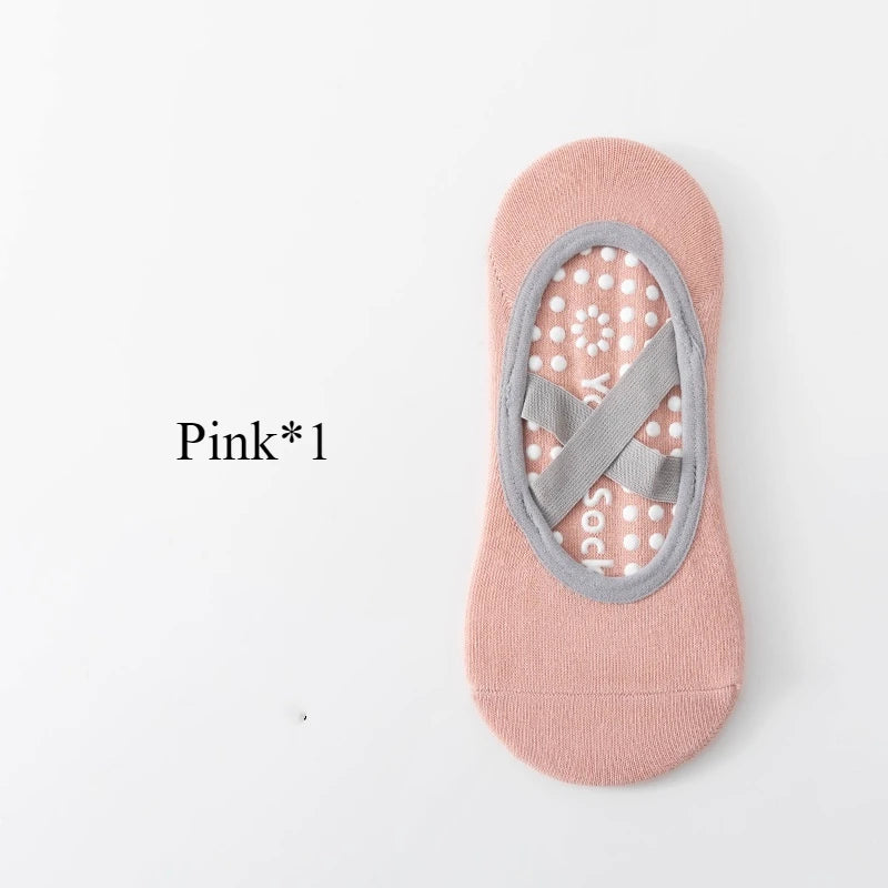 1/ 3 Pair Professional Women's Yoga Socks, Silicone Anti-slip Ballet Pilates Socks, Women's Backless Breathable Bandage Yoga Sport Socks