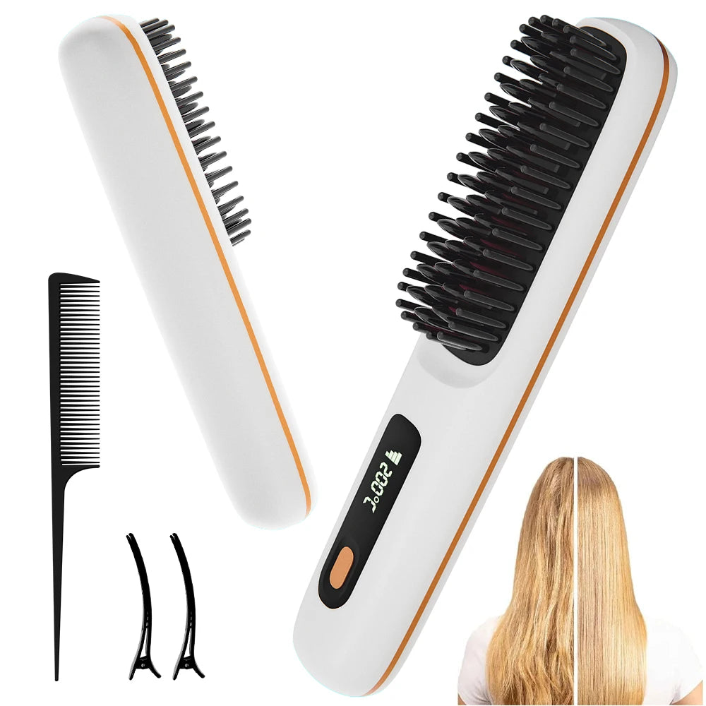 Cordless Hair Straightener, Rechargeable Multifunctional Hair Care Styling Comb with 3 Adjustable Temps for Smooth Hair Styling