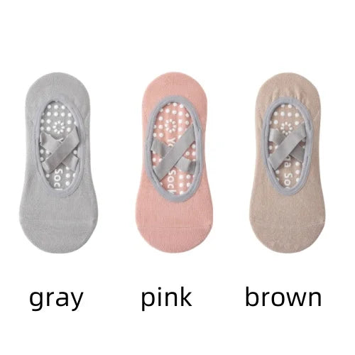 1/ 3 Pair Professional Women's Yoga Socks, Silicone Anti-slip Ballet Pilates Socks, Women's Backless Breathable Bandage Yoga Sport Socks