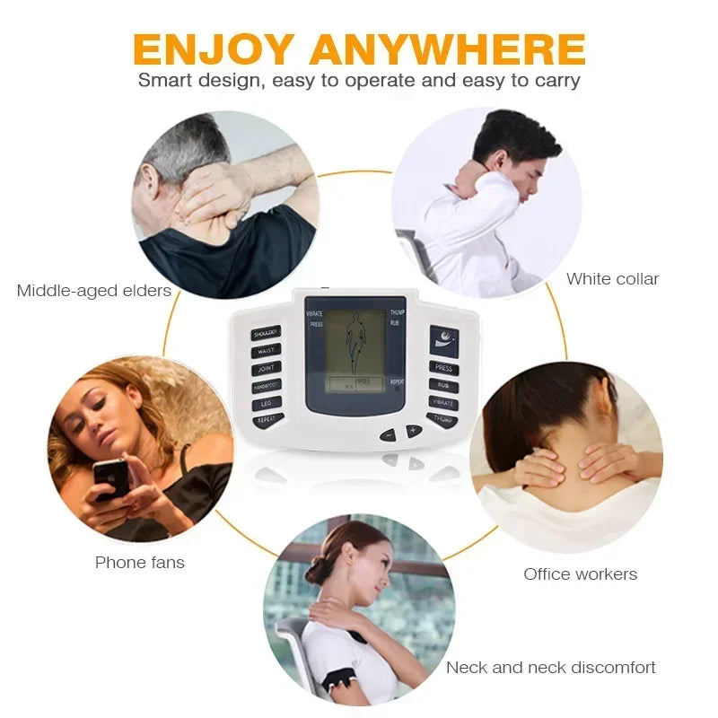 TENS Pulse Body Massager Dual Channel Low-frequency Acupuncture Moxibustion Unit EMS Muscle Stimulator Pain Relief Health Care