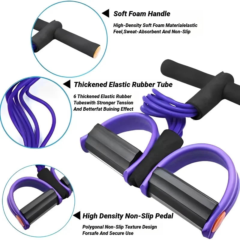 Four-Tube Pedal Tensioner Multi-functional Household Fitness Equipment Yoga Abdominal Strengthening Elastic Band Resistance Rope
