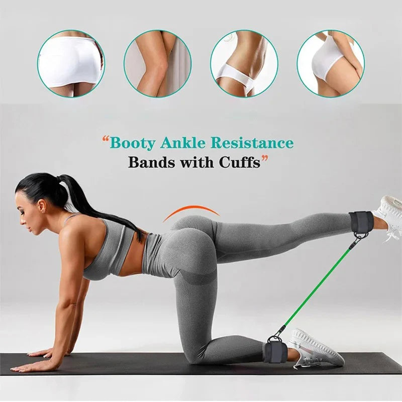 Resistance Band Set Workout Exercise Equipment Ankle Straps Fitness Yoga Elastic Fitness Bands for Home Gym Men and Women Sports