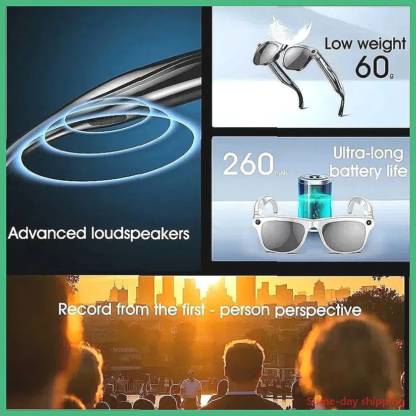 8K AI Smart Glasses with 100MP Camera, Bluetooth Call, Music Player, Touch Control Sport Sunglasses for Men and Women