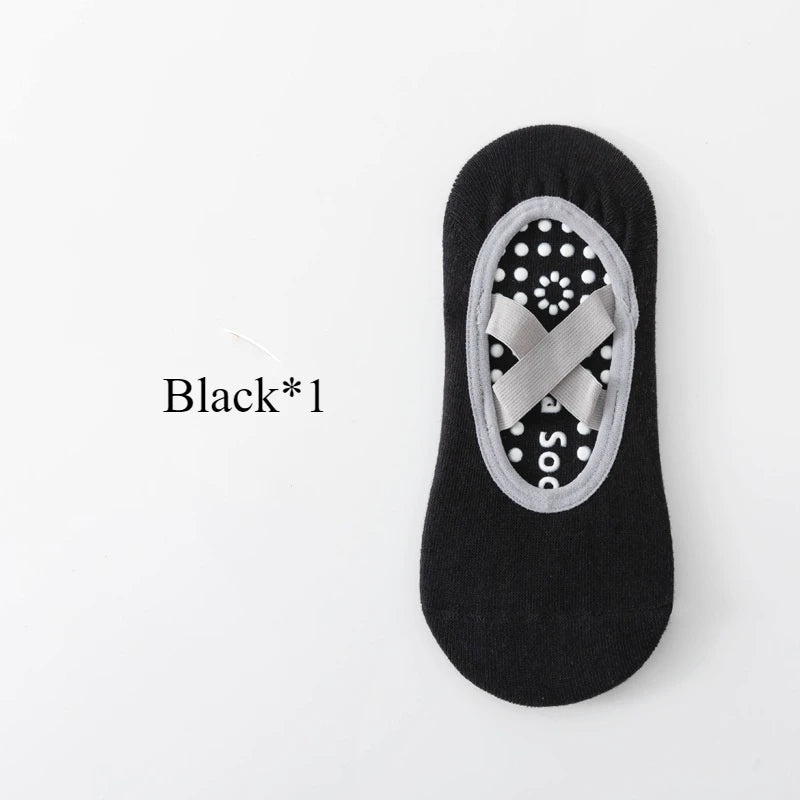 1/ 3 Pair Professional Women's Yoga Socks, Silicone Anti-slip Ballet Pilates Socks, Women's Backless Breathable Bandage Yoga Sport Socks