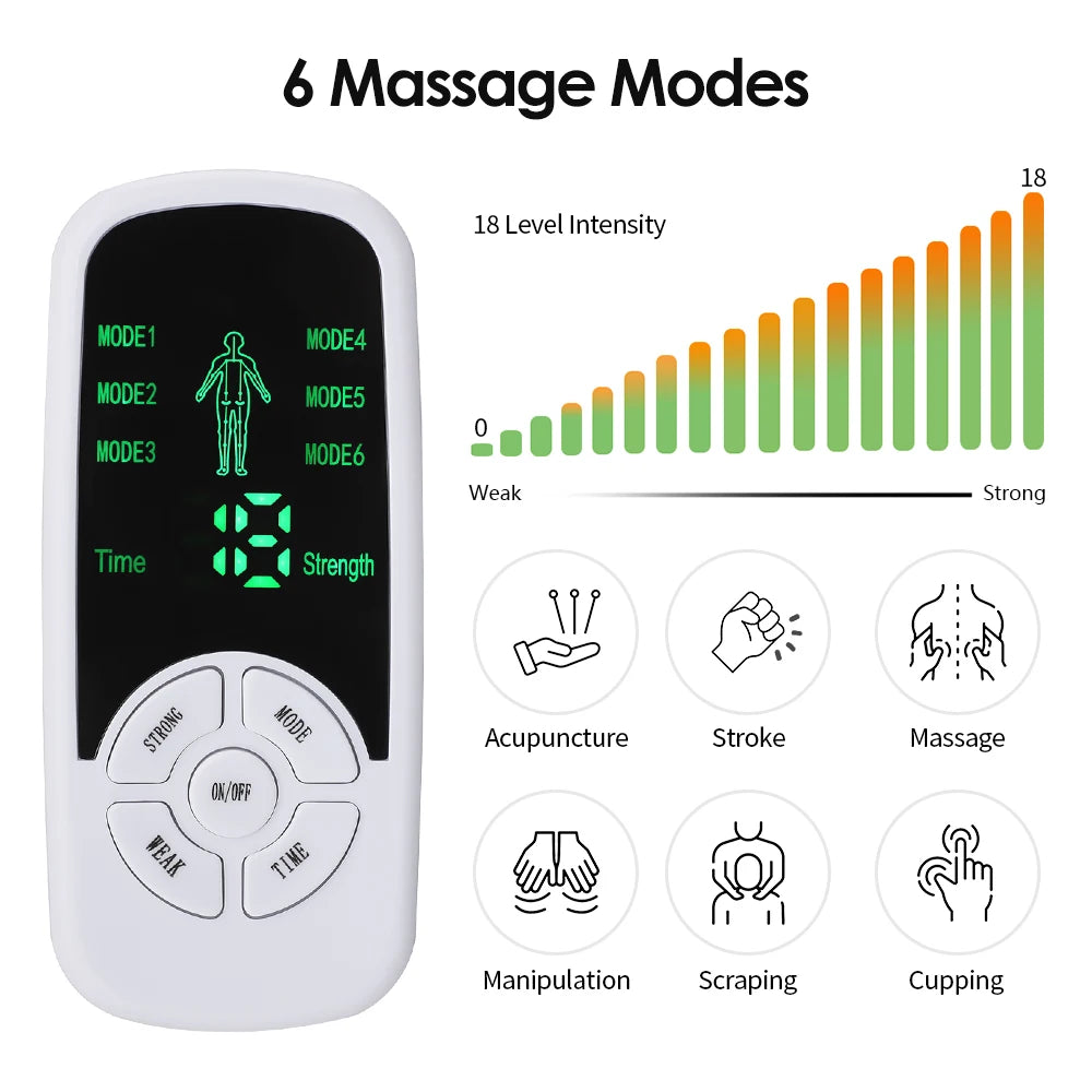 EMS Pulse Electric Muscle Stimulator Back Neck Body Massager TENS Acupuncture Meridian Physiotherapy Digital Massage Tools