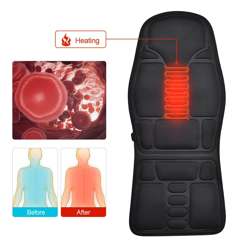 Massager Chair Pad Electric Heating Vibrating Cervical Neck Back Body Cushion Massager for Car Home Lumbar Mattress