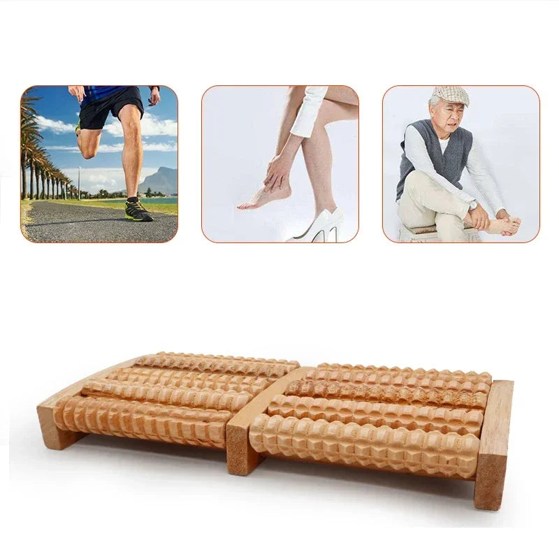 Wooden Foot Massage Roller Relieves Fatigue, Foot Pain and Plantar Fasciitis, Plantar Muscle Relaxation Tool, Releases Lymph