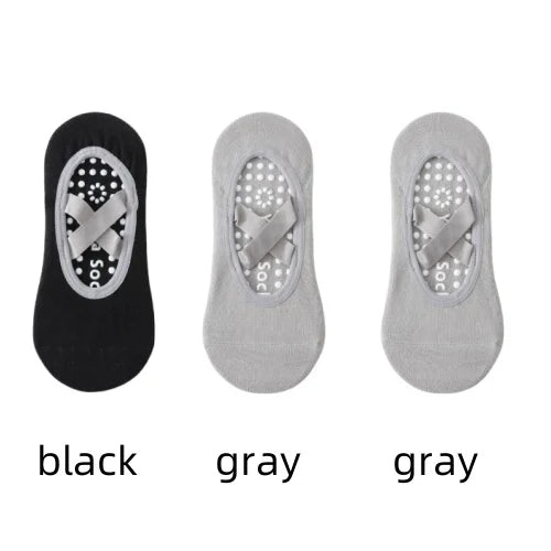 1/ 3 Pair Professional Women's Yoga Socks, Silicone Anti-slip Ballet Pilates Socks, Women's Backless Breathable Bandage Yoga Sport Socks