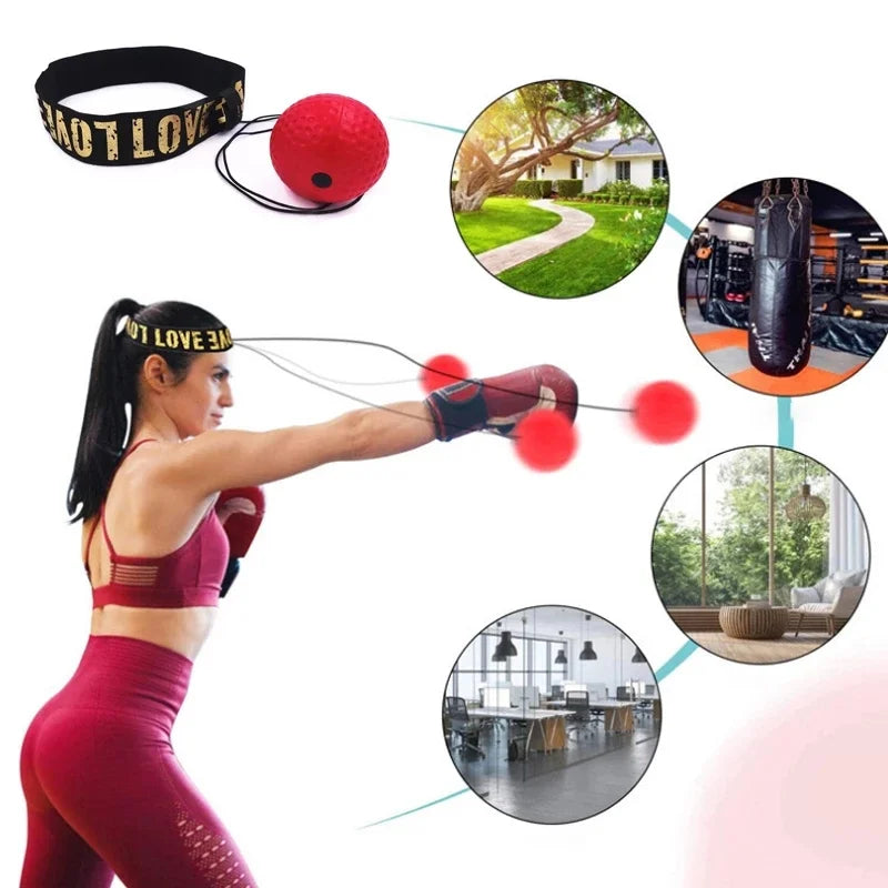 Muay Thai Boxing Speed Ball with Headband for Sanda Boxing Fighting Fast Speed Reaction Time Training Boxing Reflex Trainer