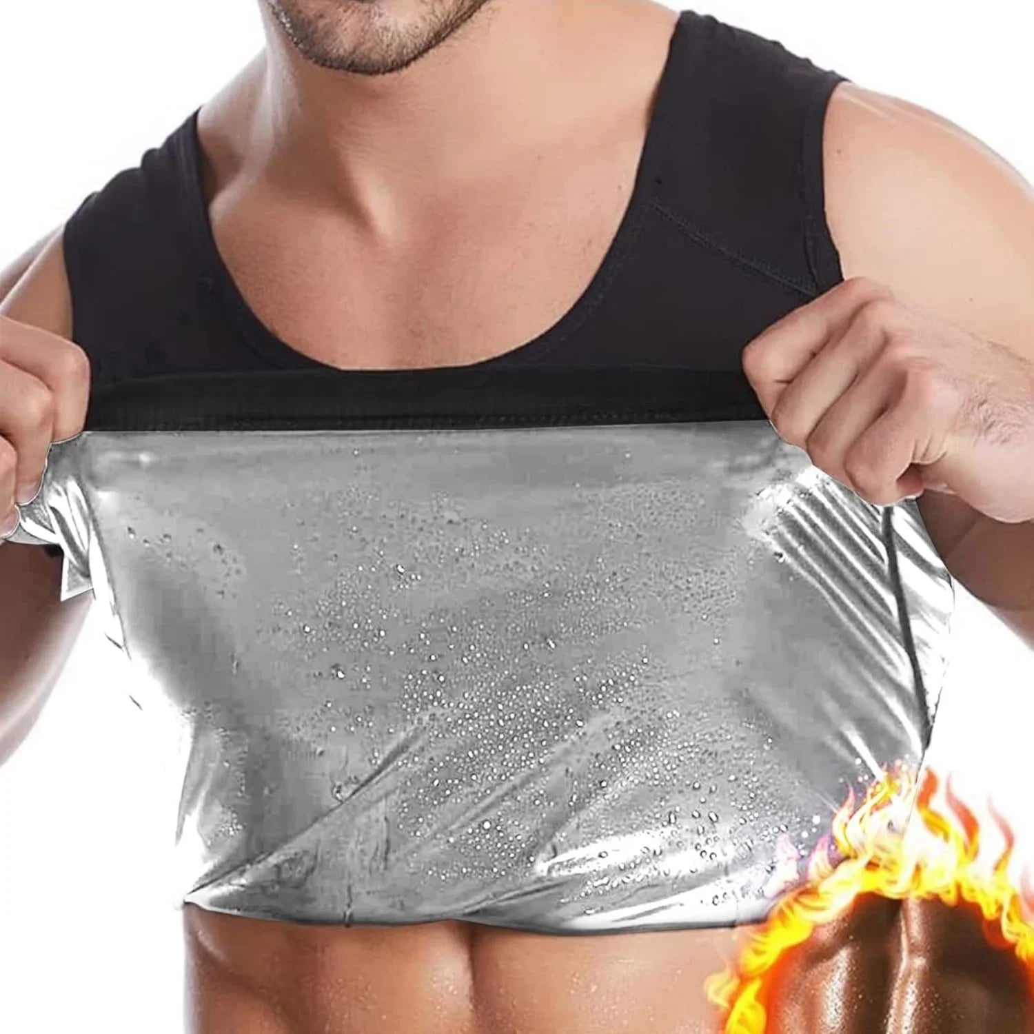 1PC Sauna Shirt for Men, Short Sleeve Sauna Sweat Body Shaper Men's Sauna Vest Gym Exercise Tank Top