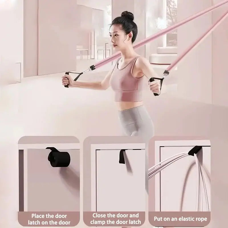 Multi-Functional Tension Rope Fitness Stretcher for Household Abdominal Stretching Training, Tension Rope Pilates Stick Set