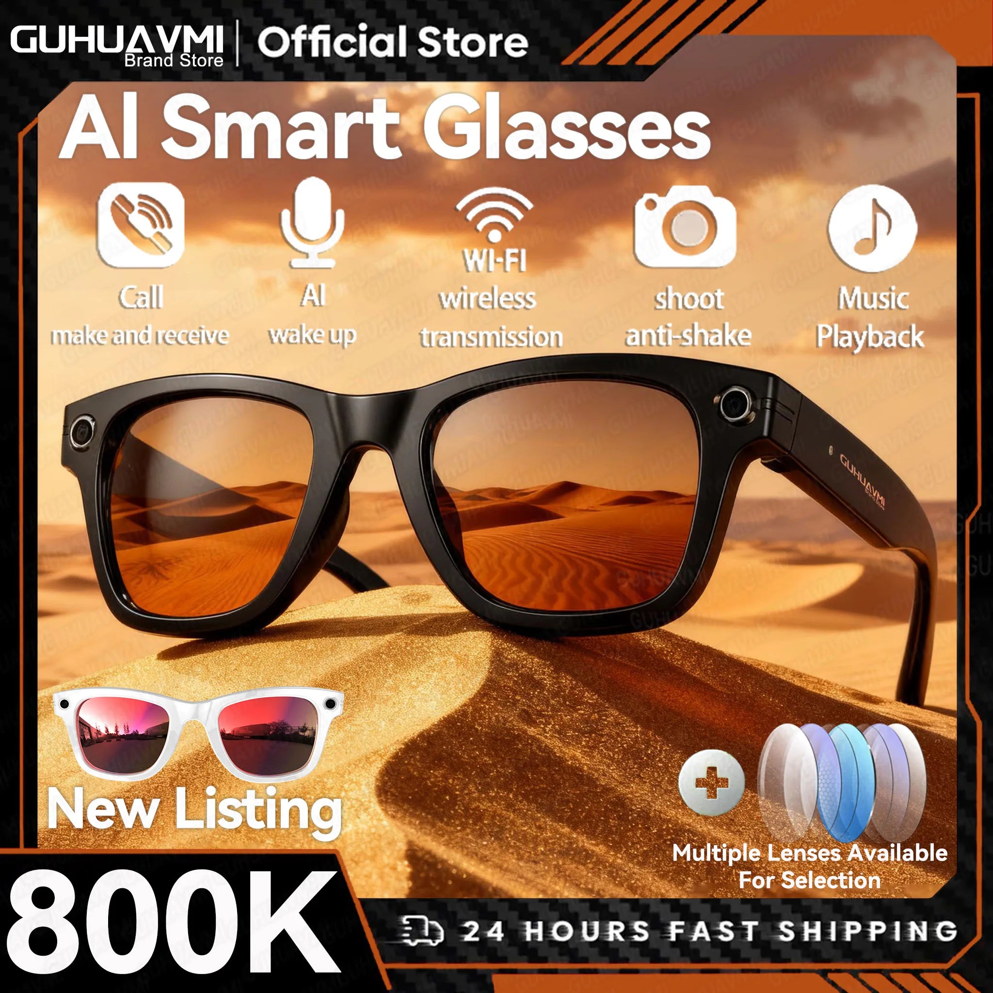 2026 smart glasses bluetooth camera Recording Videos AI Photo Recognition Answer 100+ Languages Translation Music Play Men Women