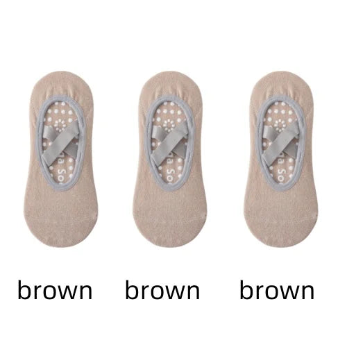 1/ 3 Pair Professional Women's Yoga Socks, Silicone Anti-slip Ballet Pilates Socks, Women's Backless Breathable Bandage Yoga Sport Socks