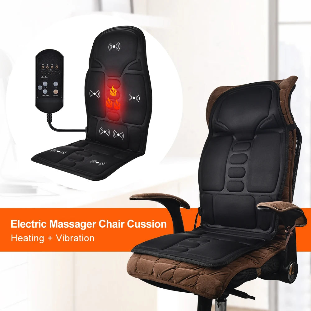Massager Chair Pad Electric Heating Vibrating Cervical Neck Back Body Cushion Massager for Car Home Lumbar Mattress