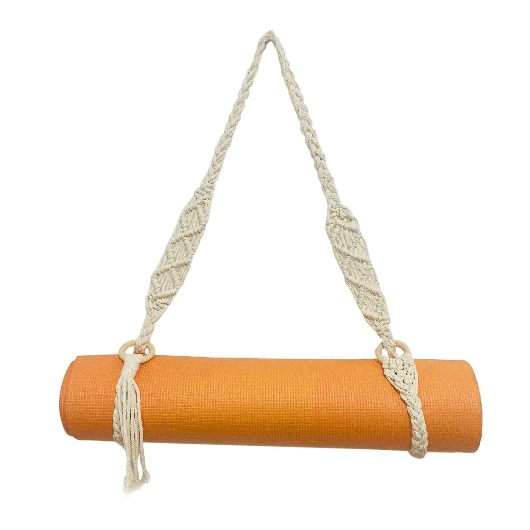 A79E-Yoga Mat Carry Strap Handmade Boho Crochet Macrame Adjustable Shoulder Strap for Yoga Mat Pilates Exercise Fitness