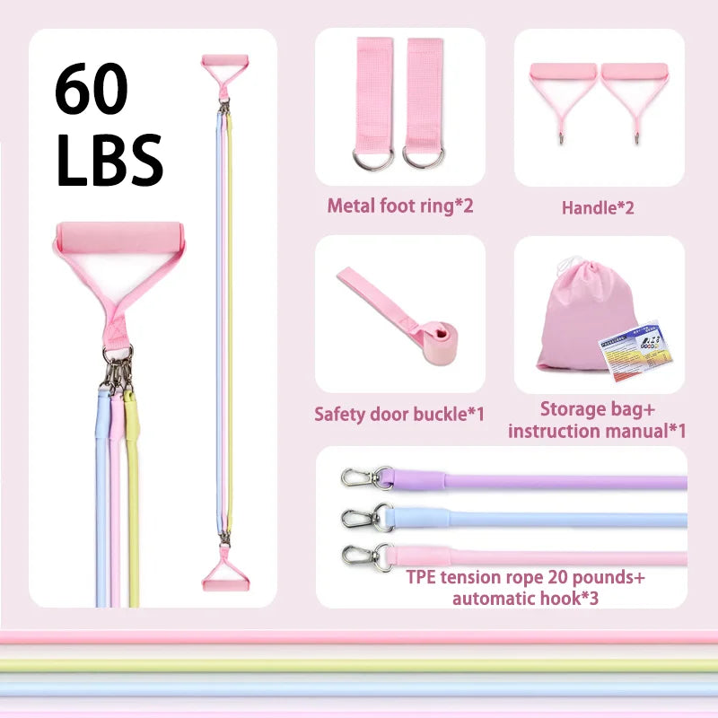 Multi-Functional Tension Rope Fitness Stretcher for Household Abdominal Stretching Training, Tension Rope Pilates Stick Set