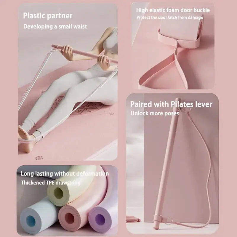 Multi-Functional Tension Rope Fitness Stretcher for Household Abdominal Stretching Training, Tension Rope Pilates Stick Set
