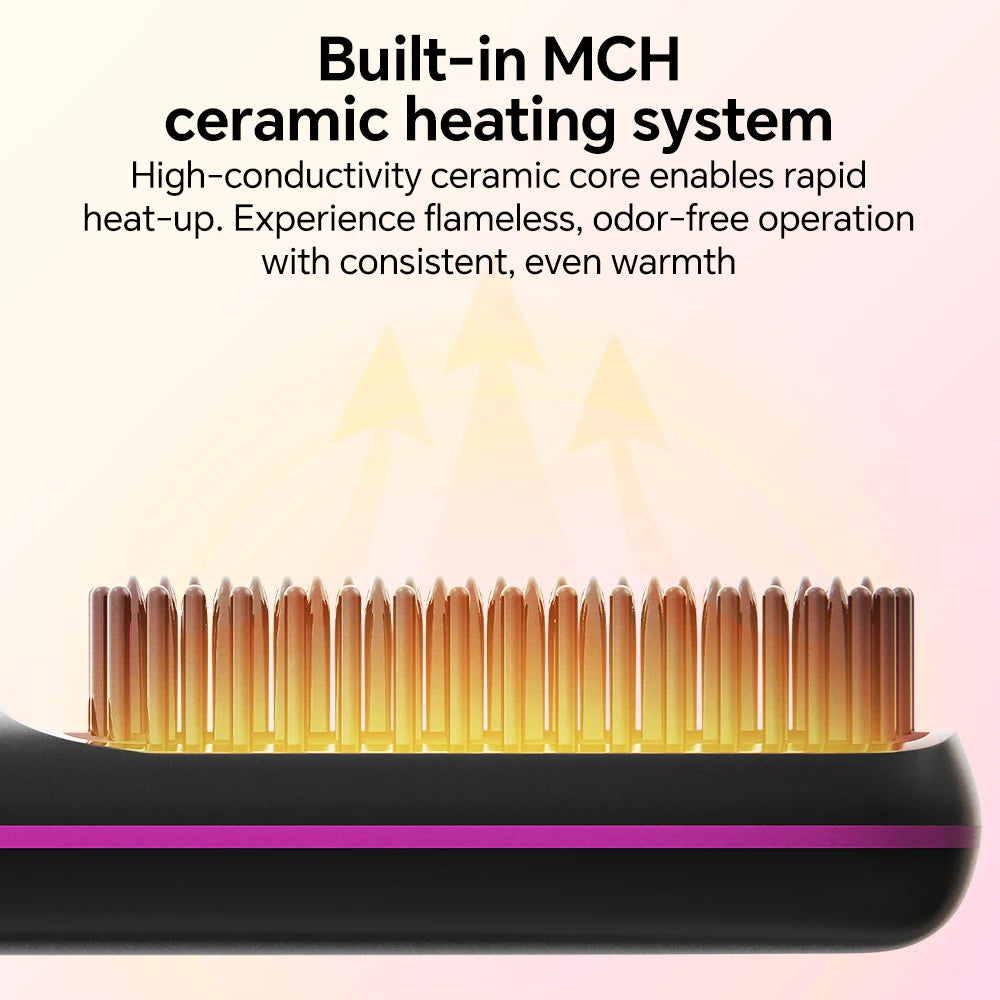 Cordless Hair Straightener, Rechargeable Multifunctional Hair Care Styling Comb with 3 Adjustable Temps for Smooth Hair Styling