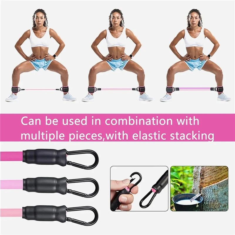 Resistance Band Set Workout Exercise Equipment Ankle Straps Fitness Yoga Elastic Fitness Bands for Home Gym Men and Women Sports