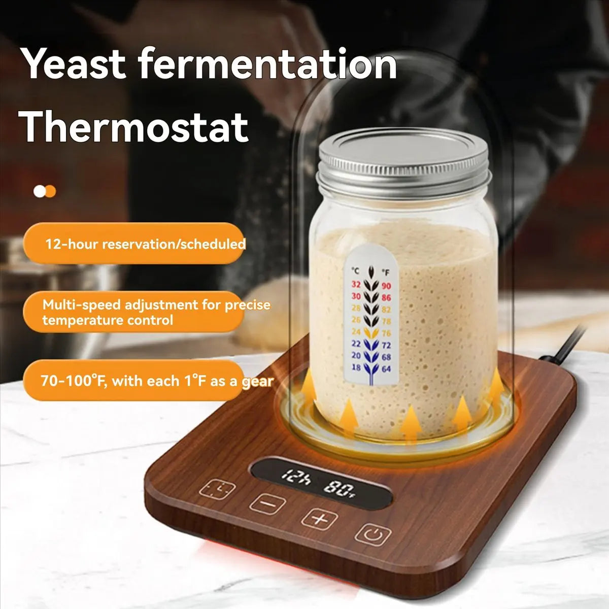 A04V Electric Sourdough Warmer Mat, Upgrade Warming Heating Pad for Sour Dough, Sourdough Heater US Plug A